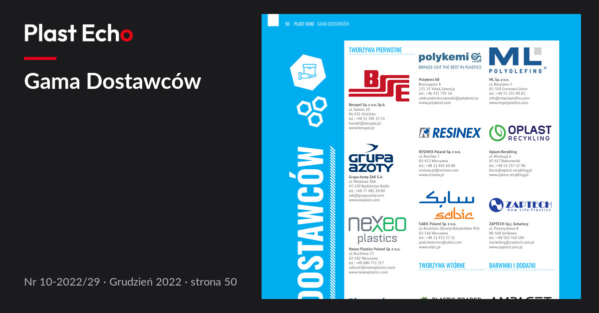 Gama Dostawców | Plast Echo 10-2022/29, Grudzień 2022, s. 50