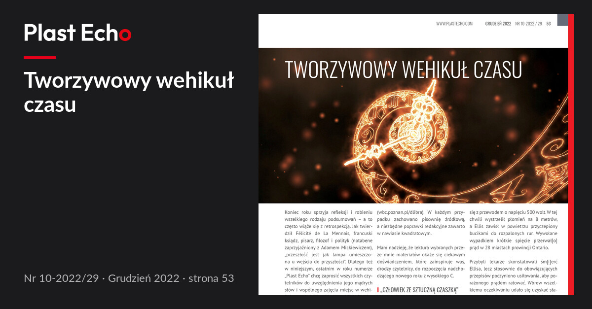 Tworzywowy wehikuł czasu | Plast Echo 10-2022/29, Grudzień 2022, s. 53