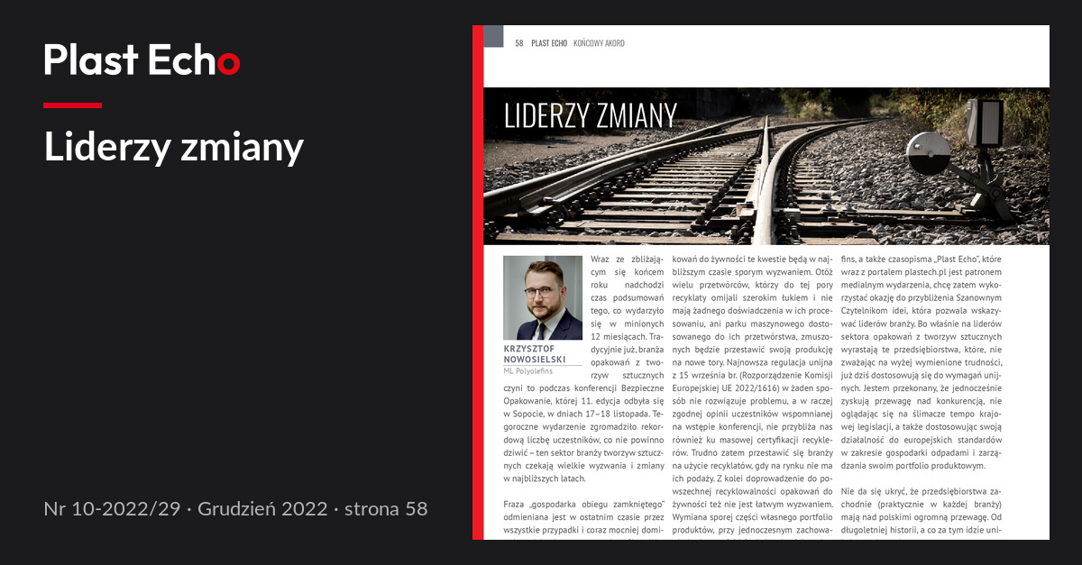 Liderzy zmiany | Plast Echo 10-2022/29, Grudzień 2022, s. 58