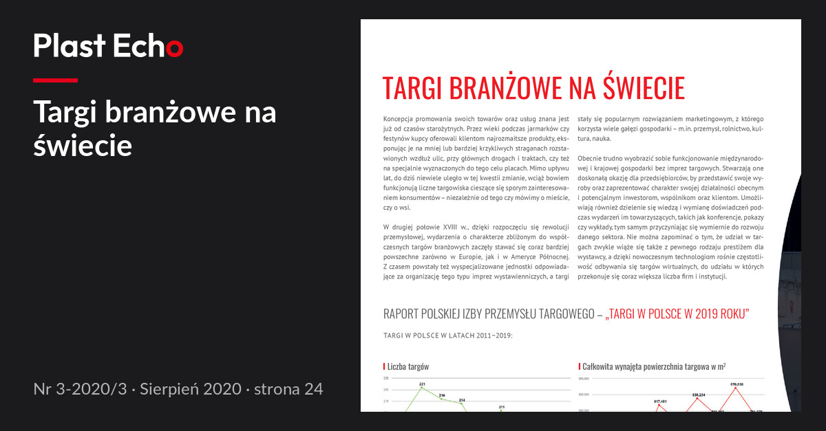Targi branżowe na świecie | Plast Echo 3-2020/3, Sierpień 2020, s. 24
