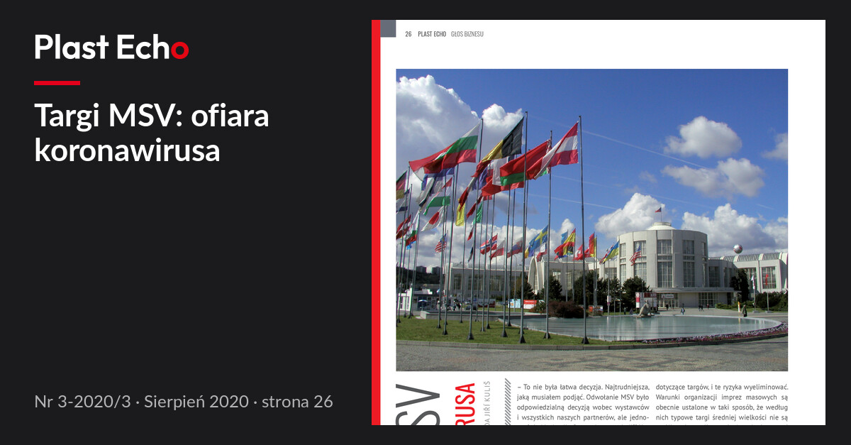 Targi MSV: ofiara koronawirusa | Plast Echo 3-2020/3, Sierpień 2020, s. 26