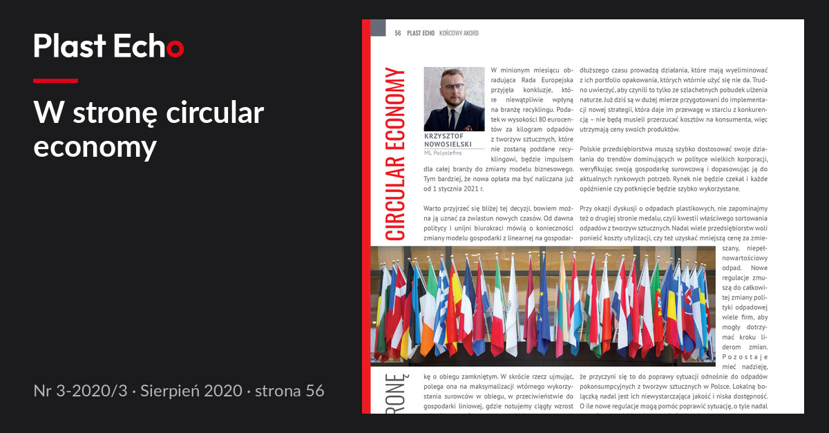 W stronę circular economy | Plast Echo 3-2020/3, Sierpień 2020, s. 56