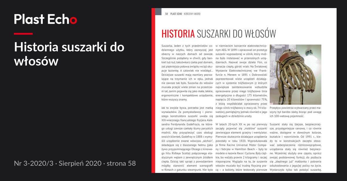 Historia suszarki do włosów | Plast Echo 3-2020/3, Sierpień 2020, s. 58