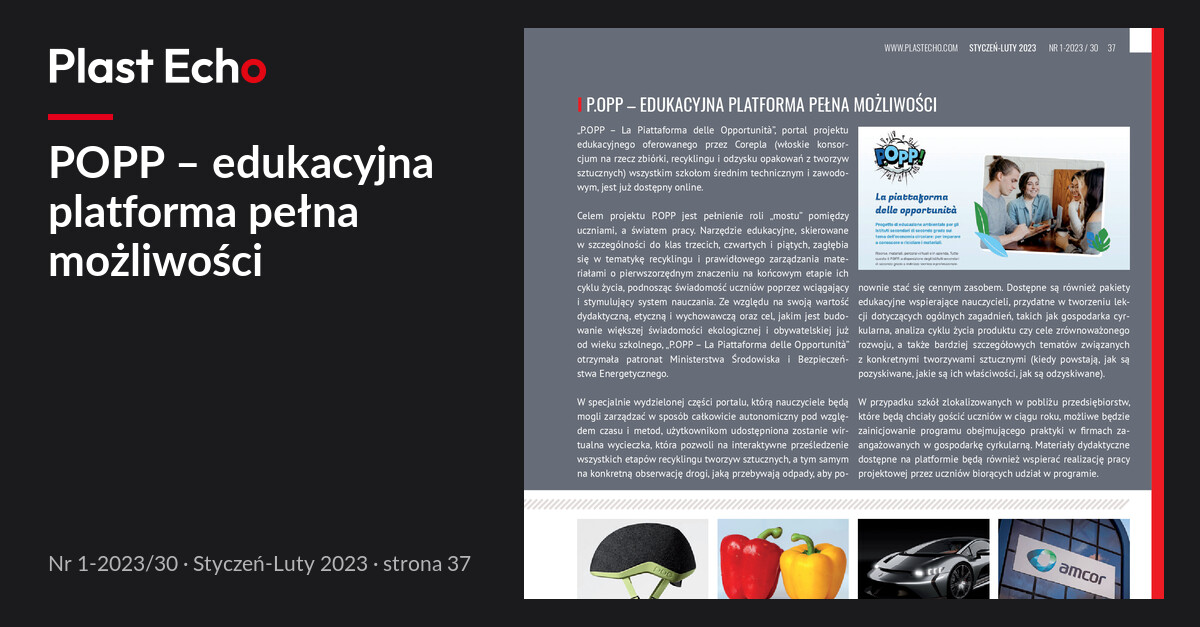POPP – edukacyjna platforma pełna możliwości | Plast Echo 1-2023/30, Styczeń-Luty 2023, s. 37