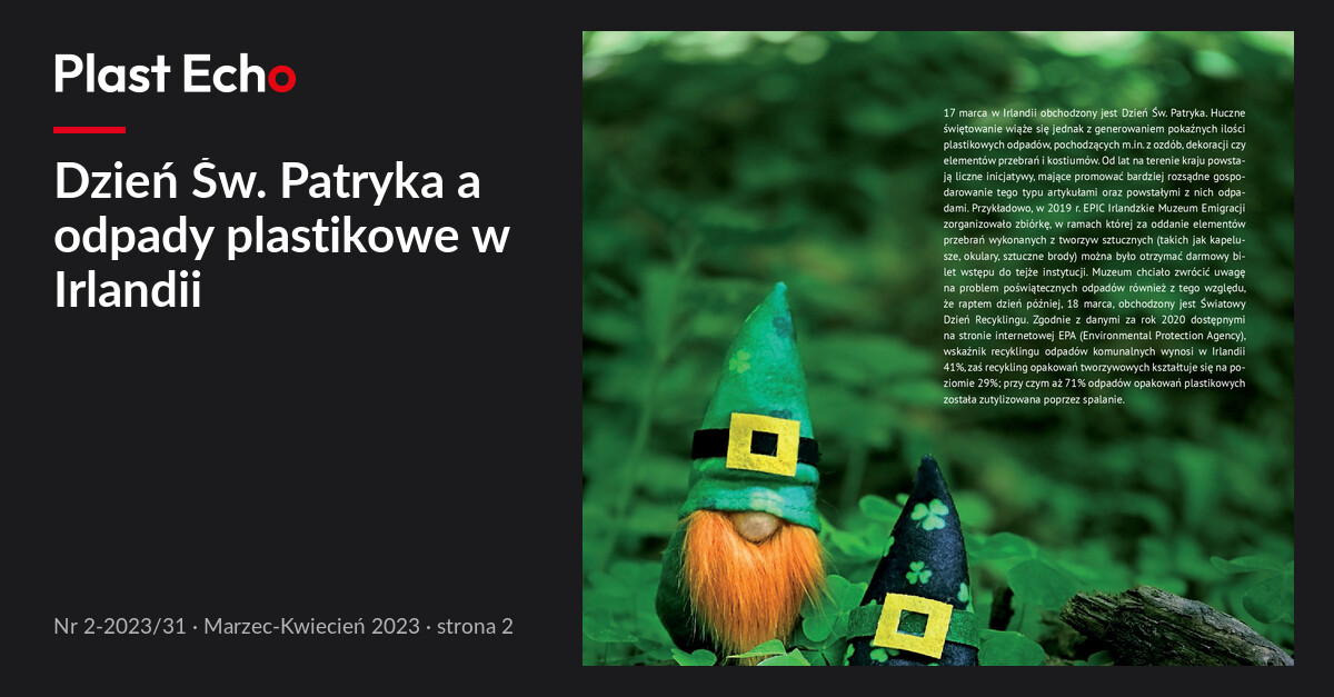 Dzień Św. Patryka a odpady plastikowe w Irlandii | Plast Echo 2-2023/31, Marzec-Kwiecień 2023, s. 2