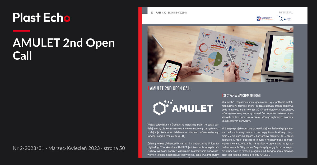 AMULET 2nd Open Call | Plast Echo 2-2023/31, Marzec-Kwiecień 2023, s. 50