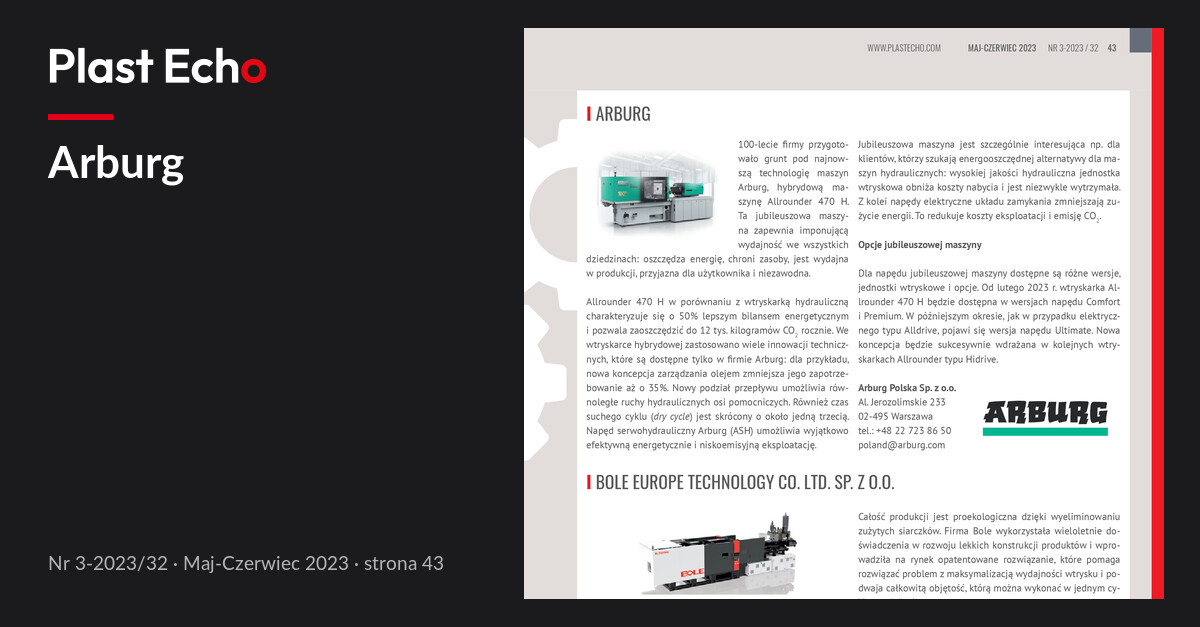 Arburg | Plast Echo 3-2023/32, Maj-Czerwiec 2023, s. 43