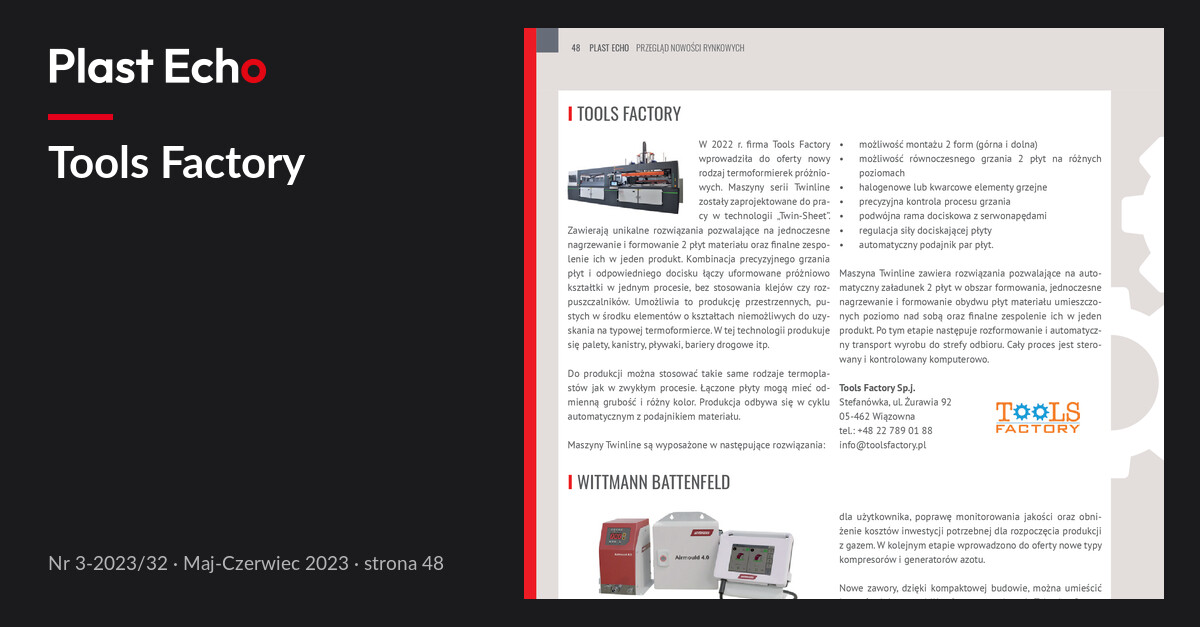 Tools Factory | Plast Echo 3-2023/32, Maj-Czerwiec 2023, s. 48