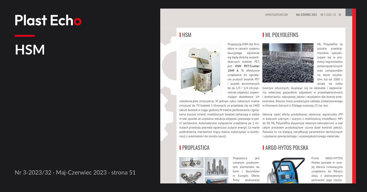 HSM | Plast Echo 3-2023/32, Maj-Czerwiec 2023, s. 51