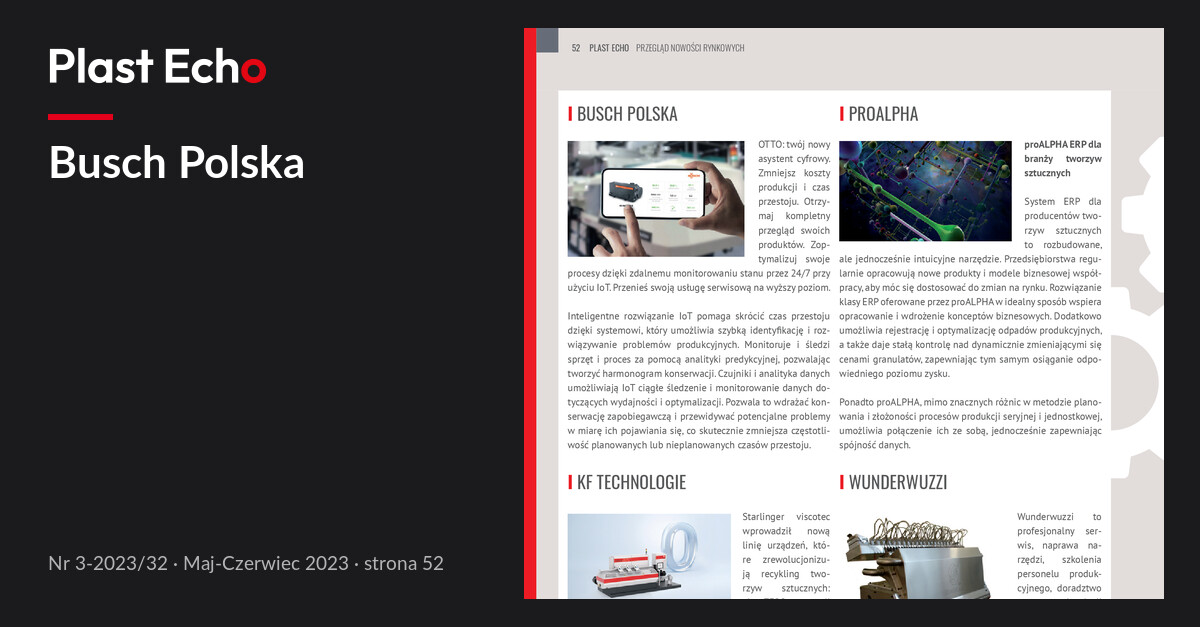 Busch Polska | Plast Echo 3-2023/32, Maj-Czerwiec 2023, s. 52
