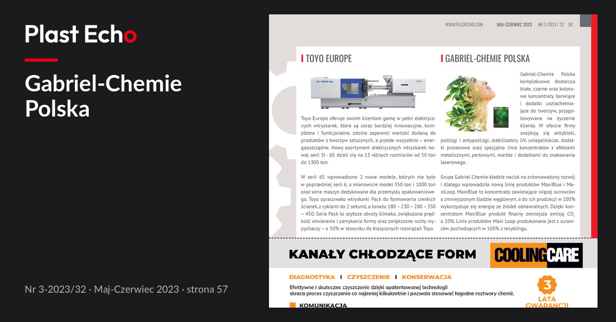 Gabriel-Chemie Polska | Plast Echo 3-2023/32, Maj-Czerwiec 2023, s. 57