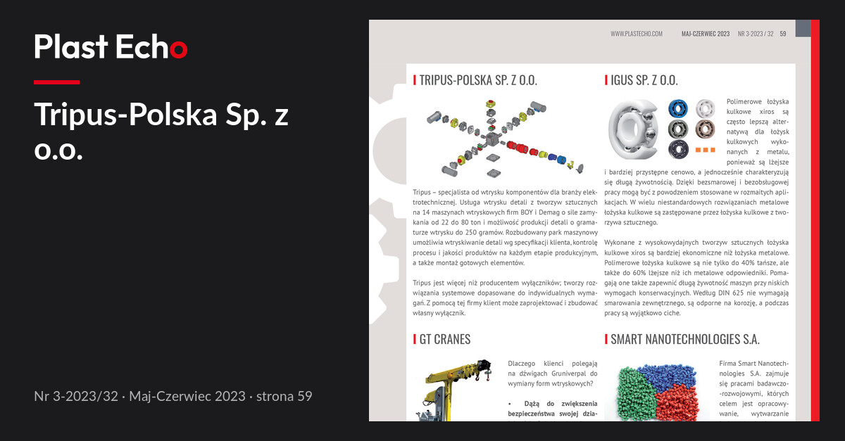Tripus-Polska Sp. z o.o. | Plast Echo 3-2023/32, Maj-Czerwiec 2023, s. 59