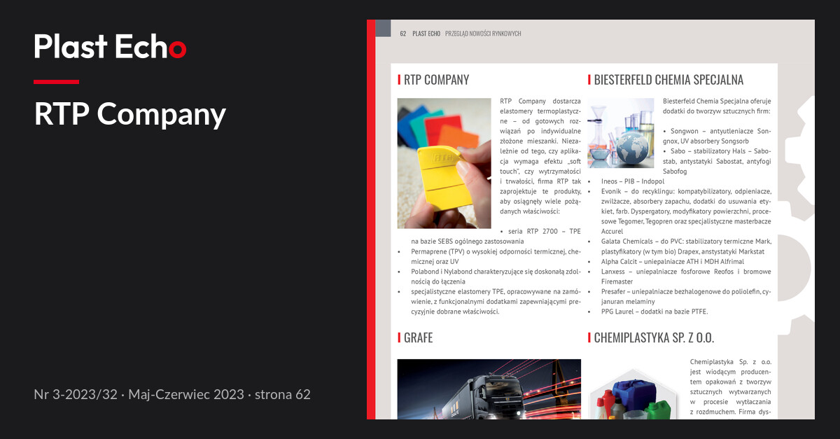 RTP Company | Plast Echo 3-2023/32, Maj-Czerwiec 2023, s. 62