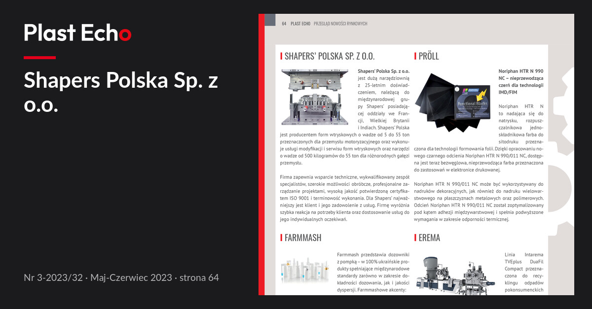 Shapers Polska Sp. z o.o. | Plast Echo 3-2023/32, Maj-Czerwiec 2023, s. 64