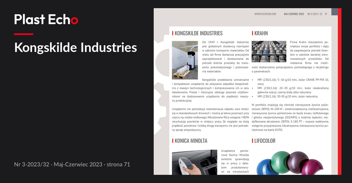 Kongskilde Industries | Plast Echo 3-2023/32, Maj-Czerwiec 2023, s. 71