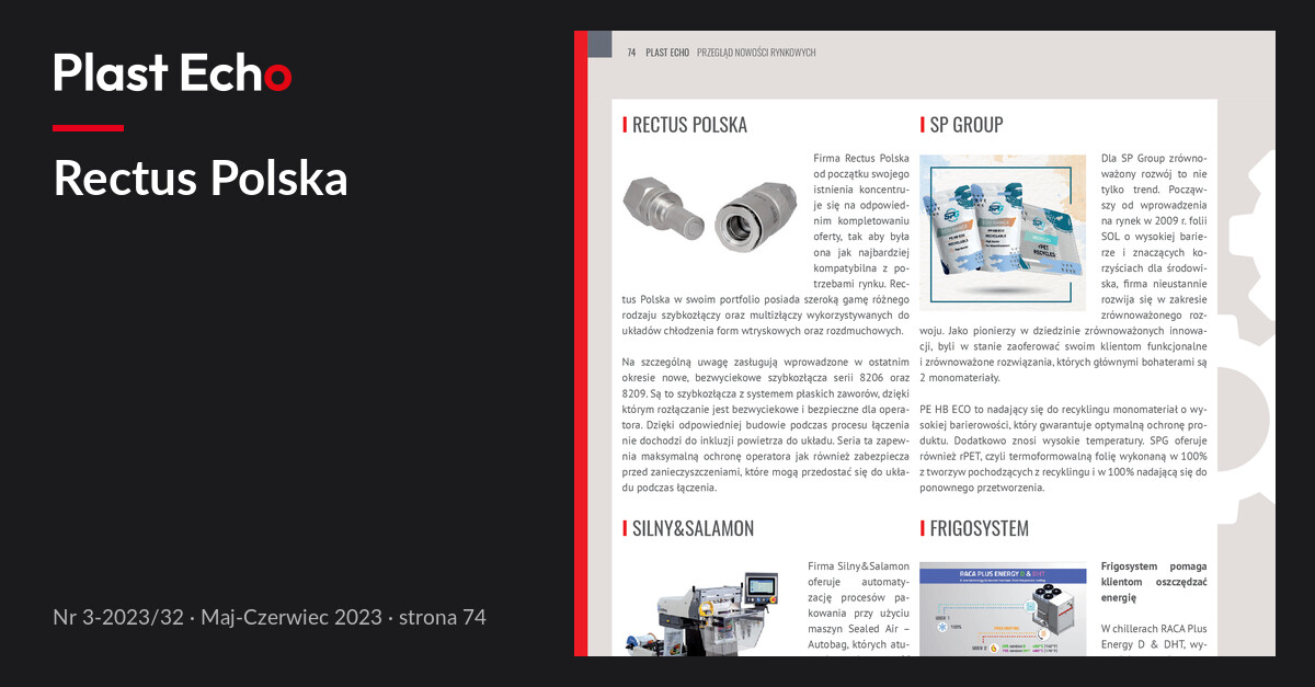 Rectus Polska | Plast Echo 3-2023/32, Maj-Czerwiec 2023, s. 74