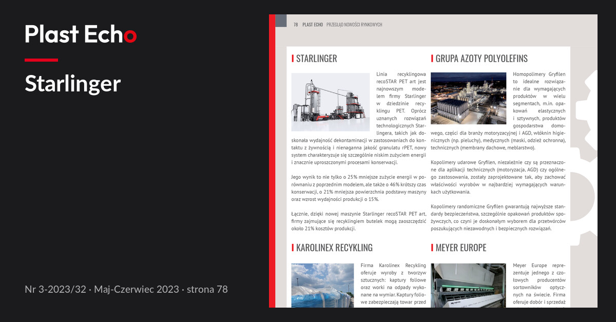 Starlinger | Plast Echo 3-2023/32, Maj-Czerwiec 2023, s. 78