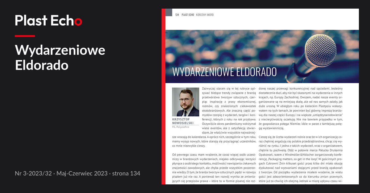 Wydarzeniowe Eldorado | Plast Echo 3-2023/32, Maj-Czerwiec 2023, s. 134