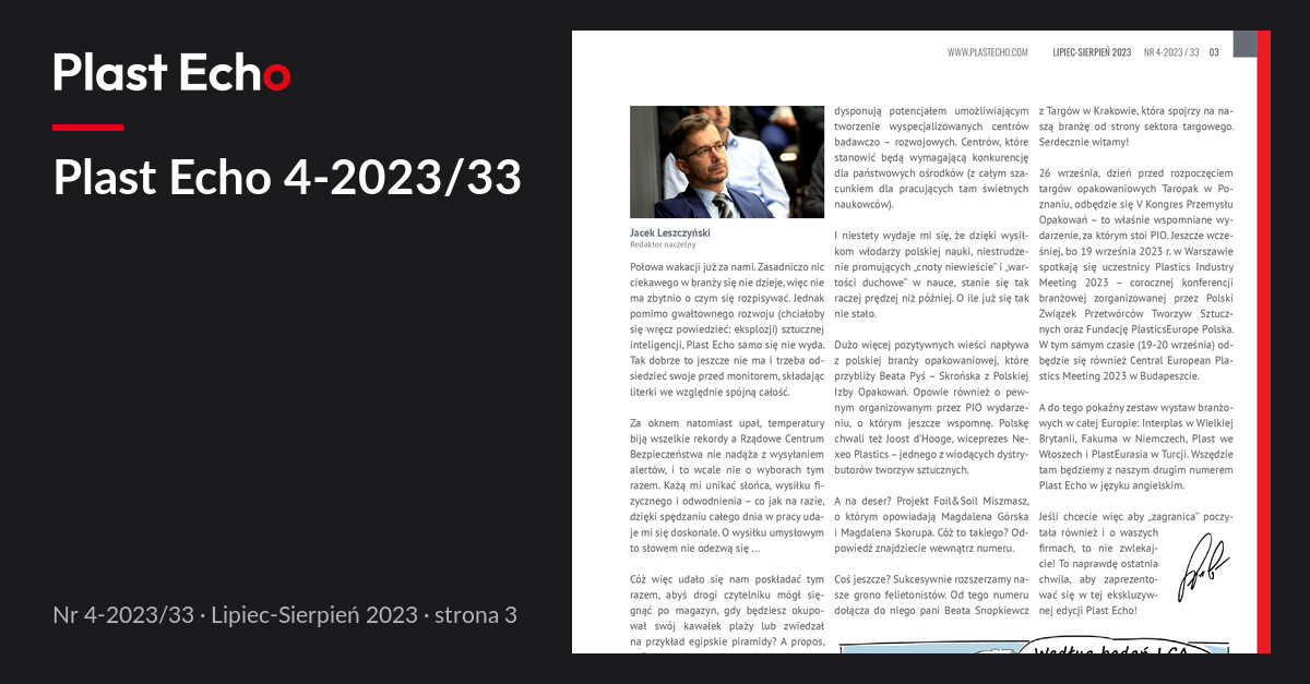 Plast Echo 4-2023/33, Lipiec-Sierpień 2023, s. 3