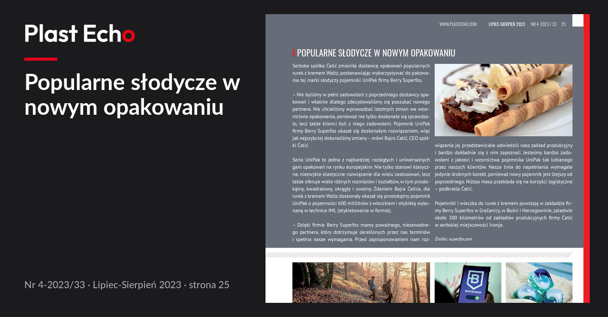 Popularne słodycze w nowym opakowaniu | Plast Echo 4-2023/33, Lipiec-Sierpień 2023, s. 25
