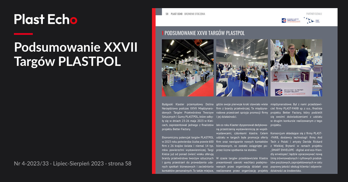 Podsumowanie XXVII Targów PLASTPOL | Plast Echo 4-2023/33, Lipiec-Sierpień 2023, s. 58