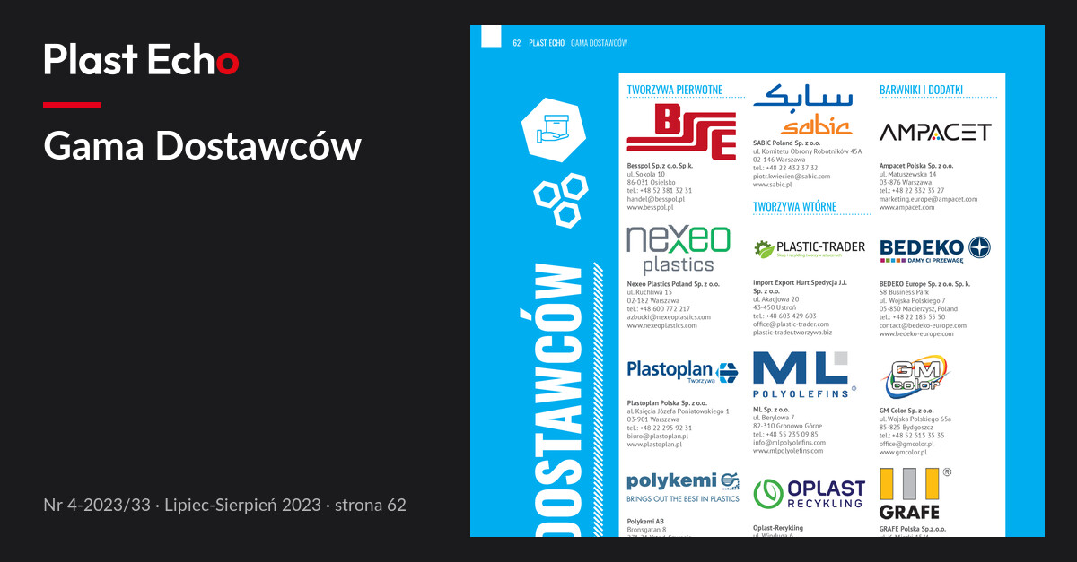 Gama Dostawców | Plast Echo 4-2023/33, Lipiec-Sierpień 2023, s. 62