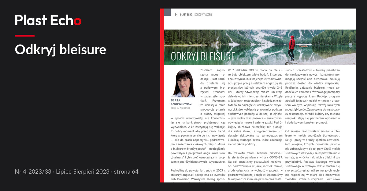 Odkryj bleisure | Plast Echo 4-2023/33, Lipiec-Sierpień 2023, s. 64