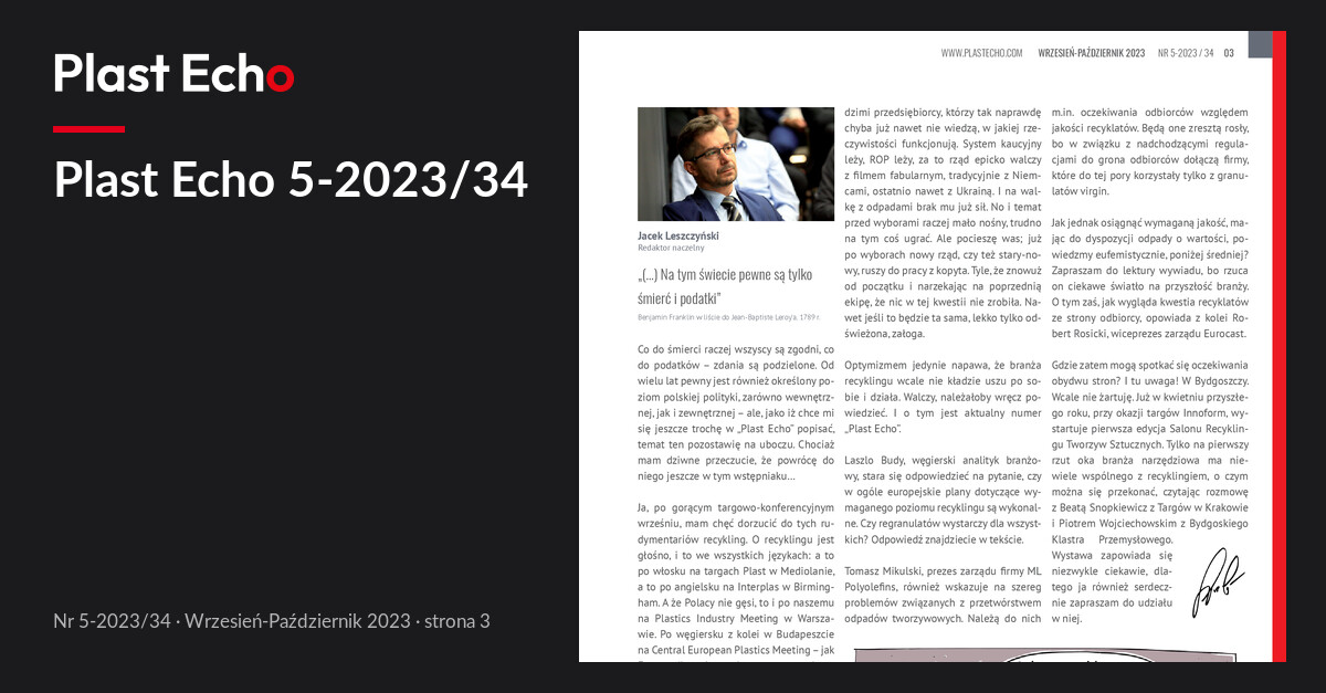 Plast Echo 5-2023/34, Wrzesień-Październik 2023, s. 3