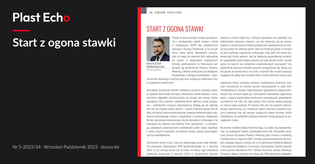 Start z ogona stawki | Plast Echo 5-2023/34, Wrzesień-Październik 2023, s. 66