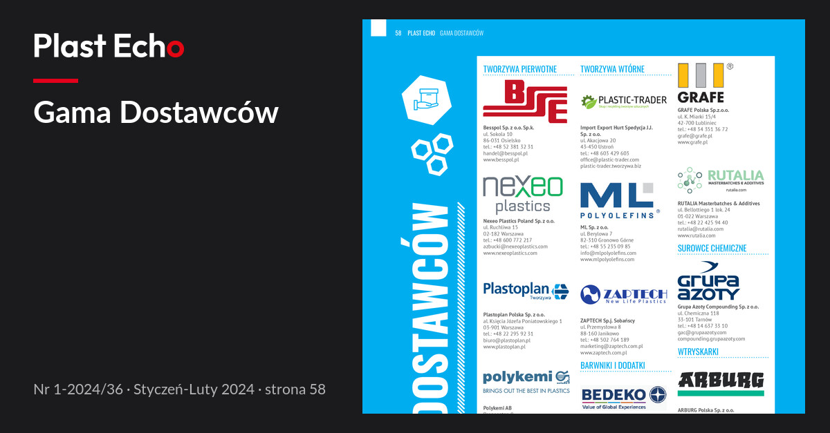 Gama Dostawców | Plast Echo 1-2024/36, Styczeń-Luty 2024, s. 58
