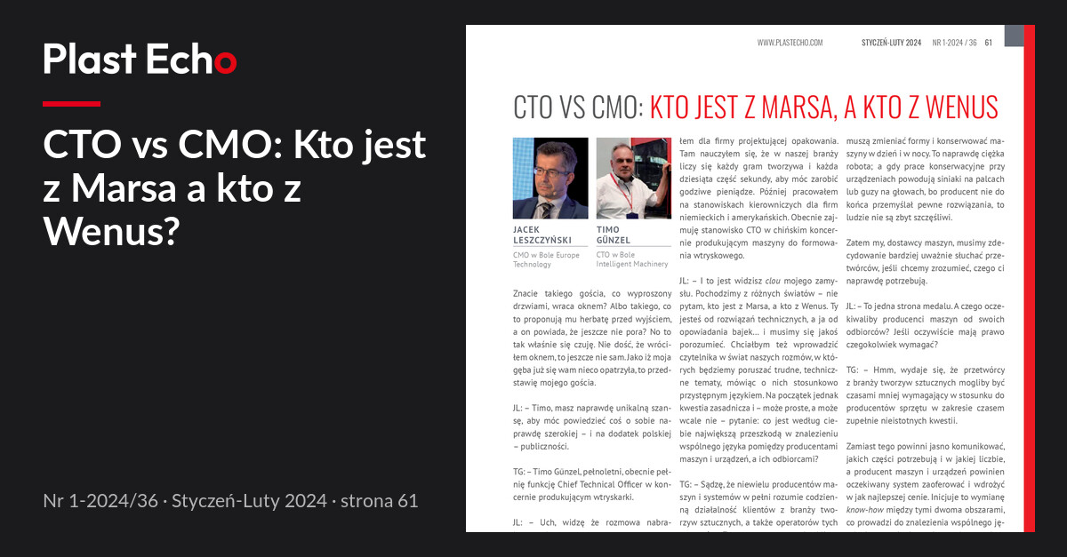 CTO vs CMO: Kto jest z Marsa a kto z Wenus? | Plast Echo 1-2024/36, Styczeń-Luty 2024, s. 61