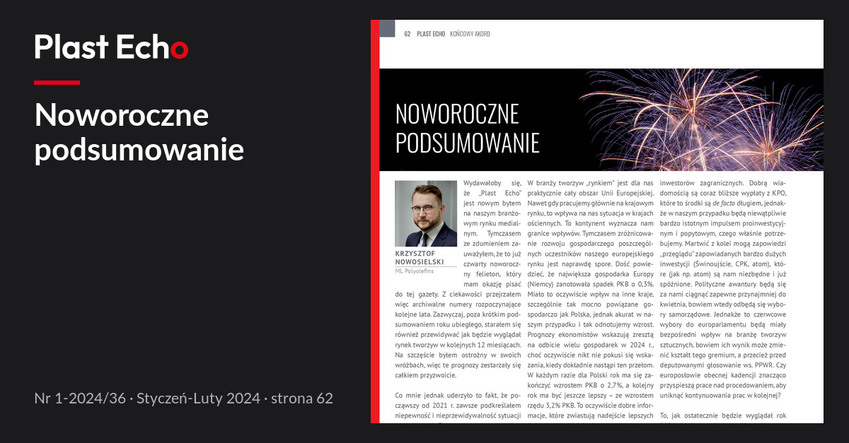 Noworoczne podsumowanie | Plast Echo 1-2024/36, Styczeń-Luty 2024, s. 62