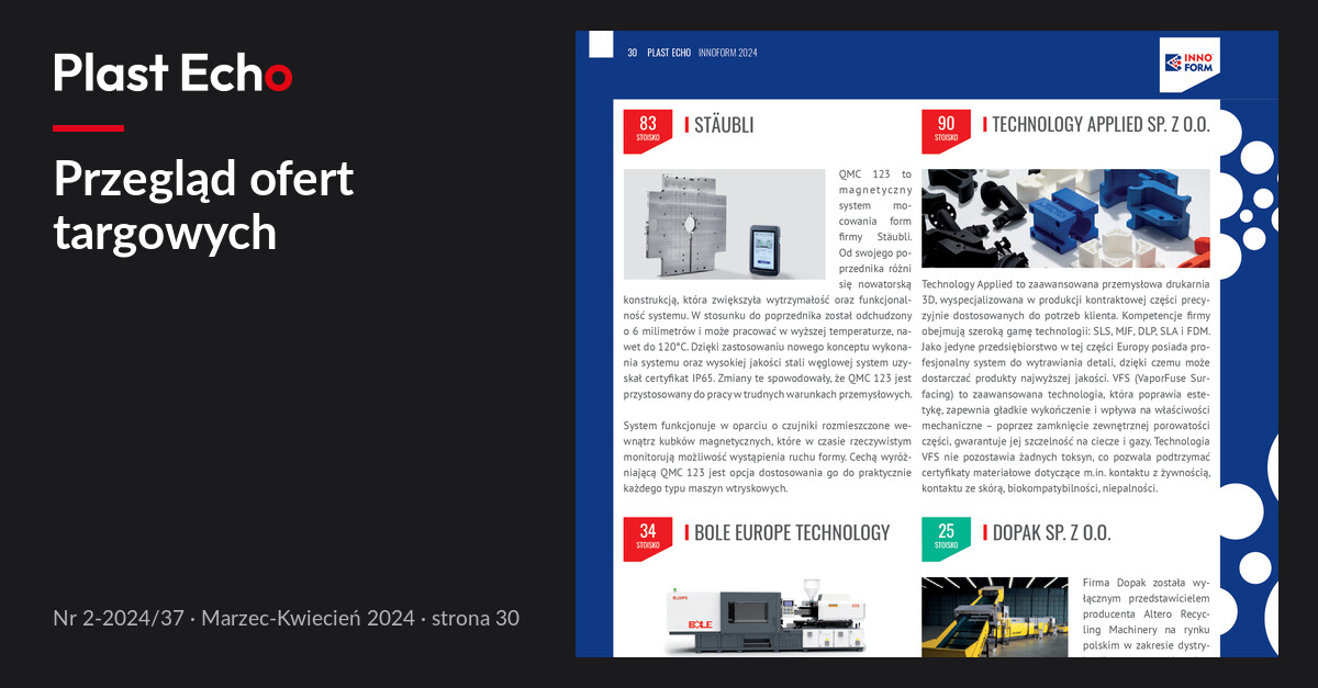 Przegląd ofert targowych | Plast Echo 2-2024/37, Marzec-Kwiecień 2024, s. 30