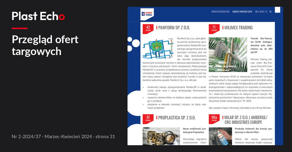 Przegląd ofert targowych | Plast Echo 2-2024/37, Marzec-Kwiecień 2024, s. 31