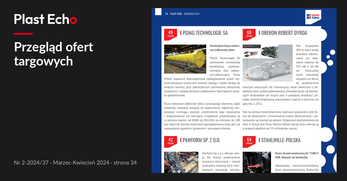 Przegląd ofert targowych | Plast Echo 2-2024/37, Marzec-Kwiecień 2024, s. 34