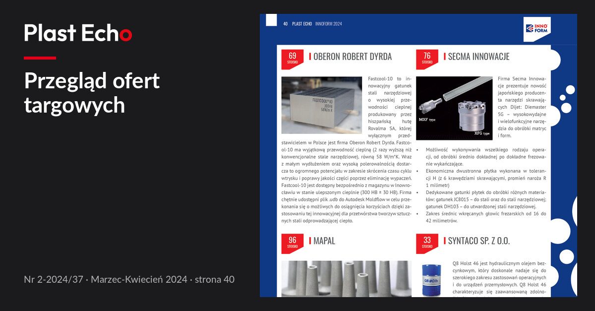 Przegląd ofert targowych | Plast Echo 2-2024/37, Marzec-Kwiecień 2024, s. 40