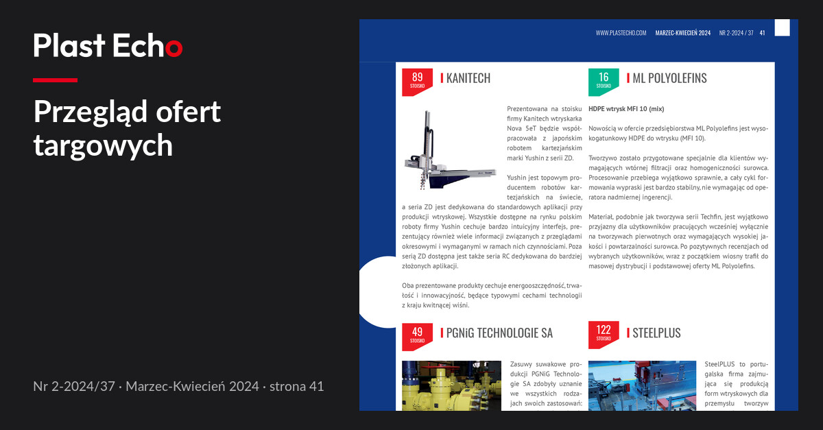 Przegląd ofert targowych | Plast Echo 2-2024/37, Marzec-Kwiecień 2024, s. 41