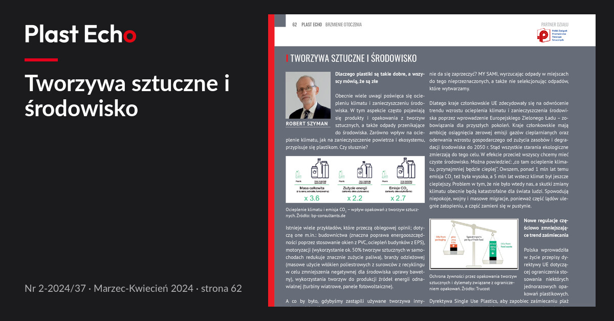 Tworzywa sztuczne i środowisko | Plast Echo 2-2024/37, Marzec-Kwiecień 2024, s. 62