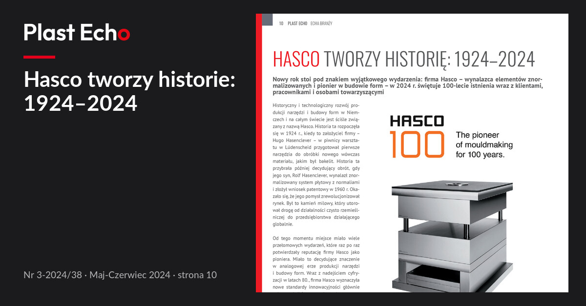 Hasco tworzy historie: 1924–2024 | Plast Echo 3-2024/38, Maj-Czerwiec 2024, s. 10