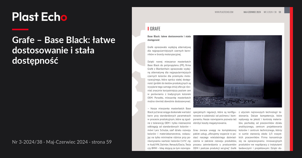 Grafe – Base Black: łatwe dostosowanie i stała dostępność | Plast Echo 3-2024/38, Maj-Czerwiec 2024, s. 59