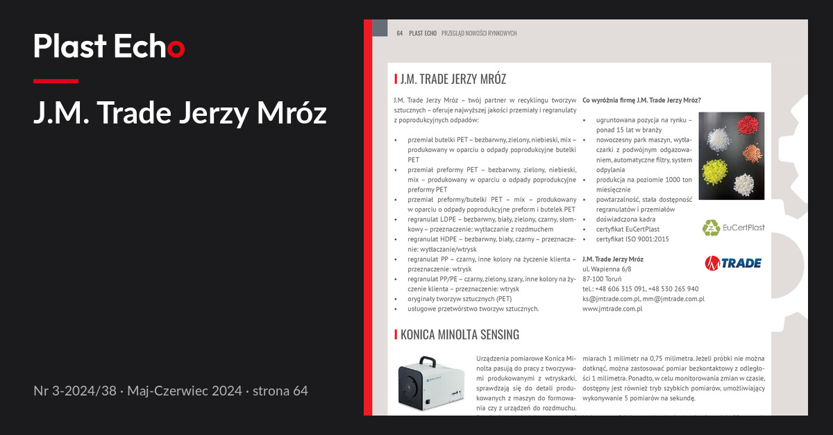 J.M. Trade Jerzy Mróz | Plast Echo 3-2024/38, Maj-Czerwiec 2024, s. 64