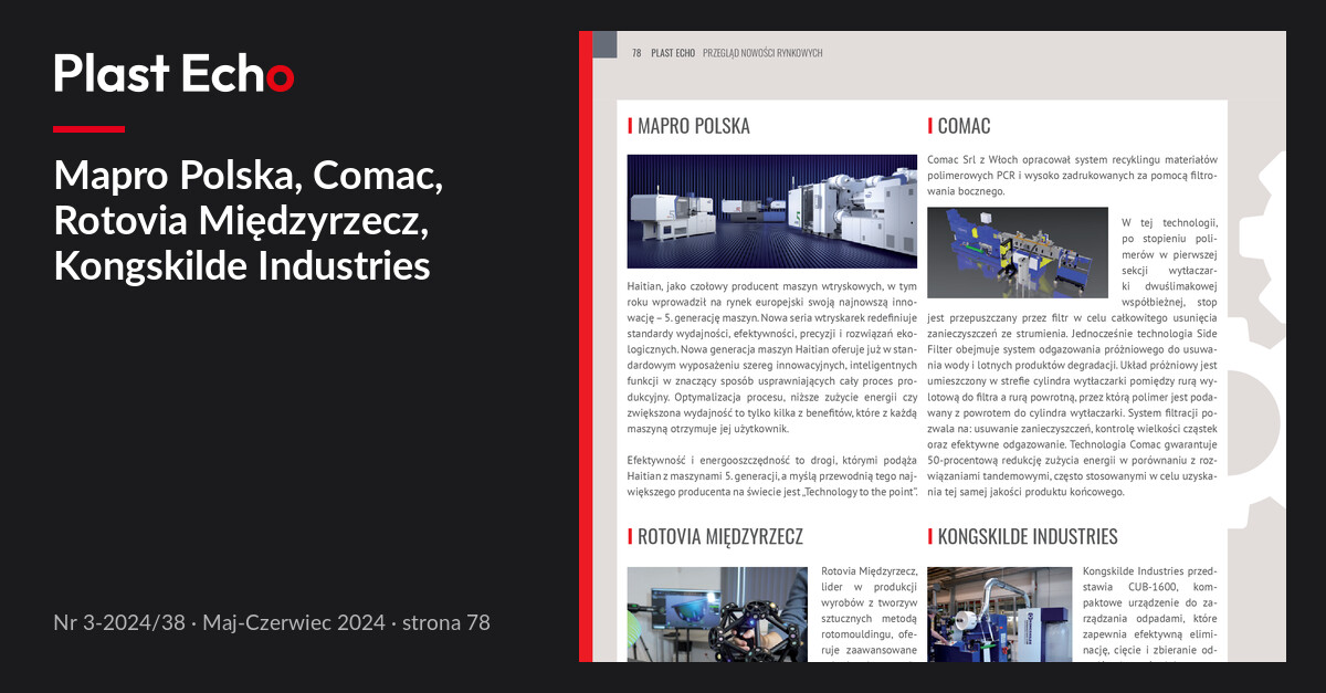 Mapro Polska, Comac, Rotovia Międzyrzecz, Kongskilde Industries | Plast Echo 3-2024/38, Maj-Czerwiec 2024, s. 78