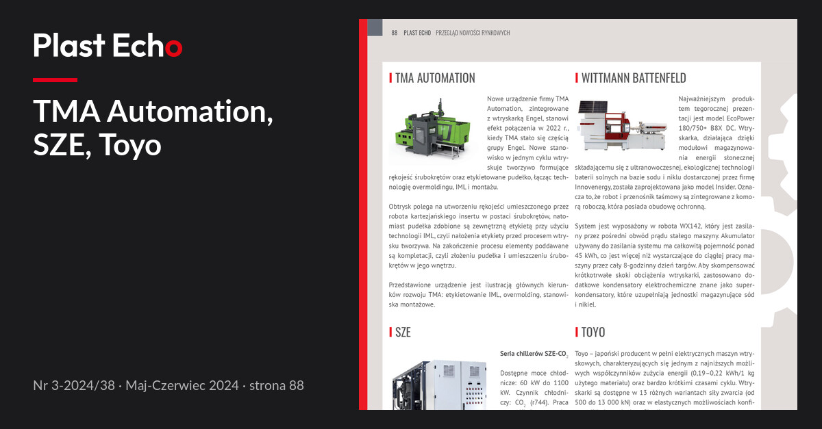 TMA Automation, SZE, Toyo | Plast Echo 3-2024/38, Maj-Czerwiec 2024, s. 88