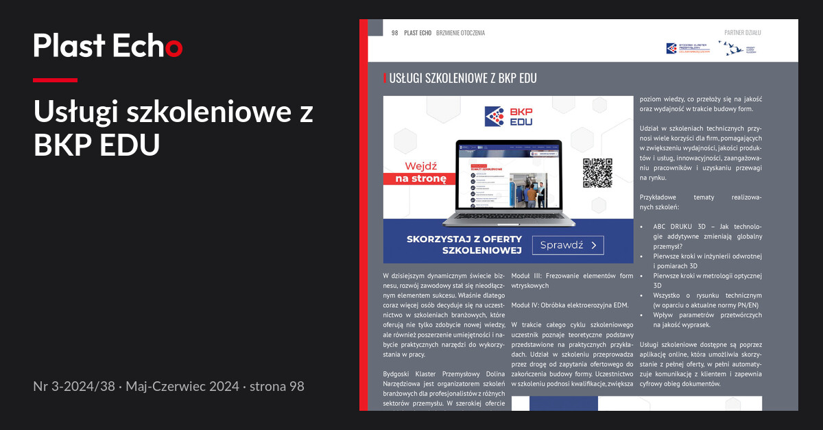 Usługi szkoleniowe z BKP EDU | Plast Echo 3-2024/38, Maj-Czerwiec 2024, s. 98