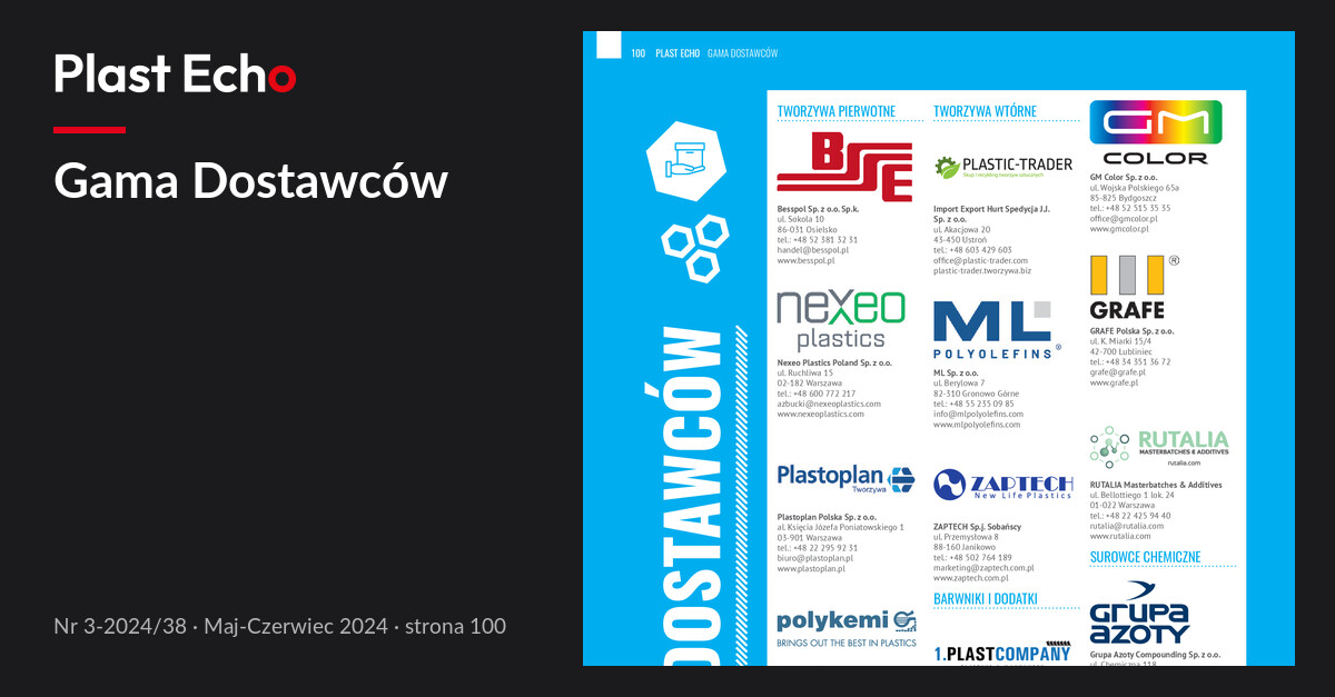 Gama Dostawców | Plast Echo 3-2024/38, Maj-Czerwiec 2024, s. 100
