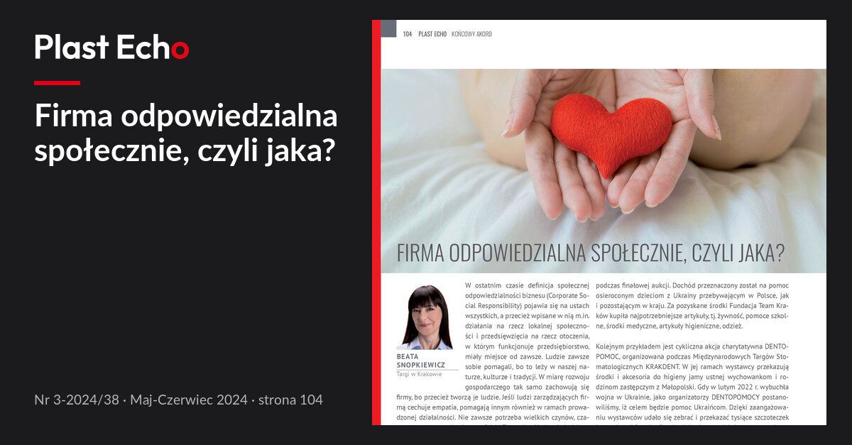 Firma odpowiedzialna społecznie, czyli jaka? | Plast Echo 3-2024/38, Maj-Czerwiec 2024, s. 104