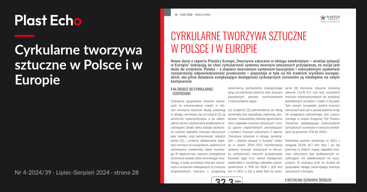 Cyrkularne tworzywa sztuczne w Polsce i w Europie | Plast Echo 4-2024/39, Lipiec-Sierpień 2024, s. 28