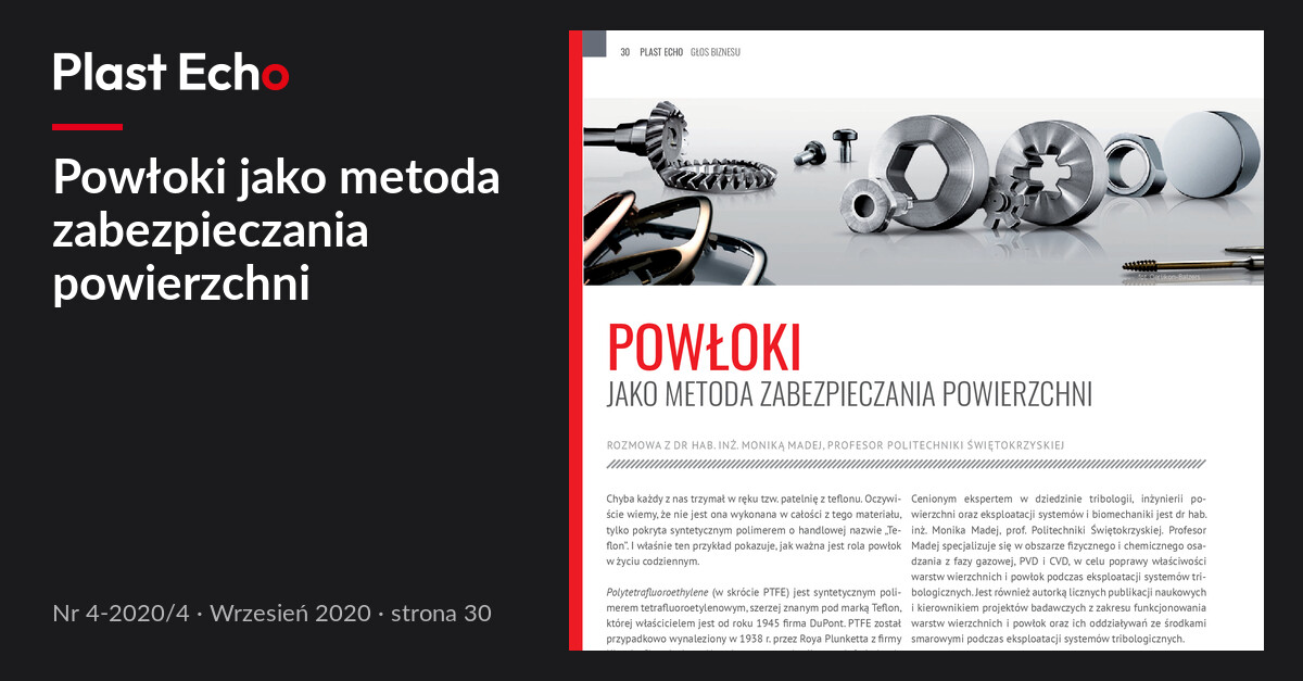 Powłoki jako metoda zabezpieczania powierzchni | Plast Echo 4-2020/4, Wrzesień 2020, s. 30