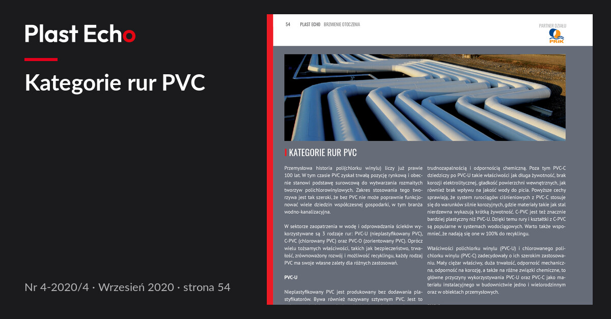 Kategorie rur PVC | Plast Echo 4-2020/4, Wrzesień 2020, s. 54