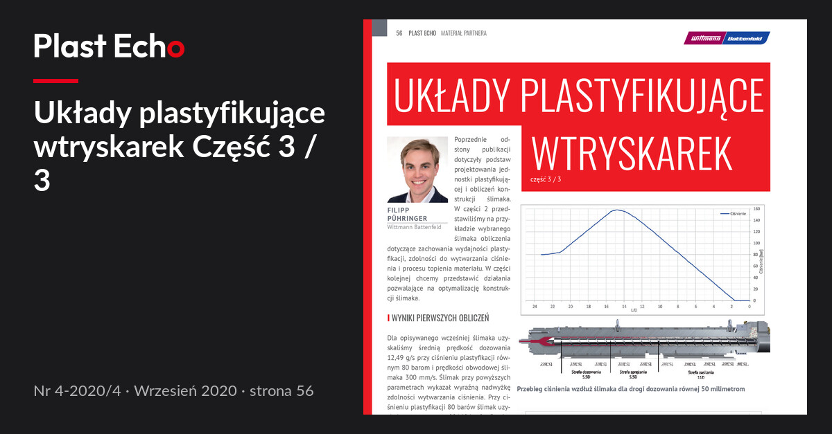 Układy plastyfikujące wtryskarek Część 3 / 3 | Plast Echo 4-2020/4, Wrzesień 2020, s. 56